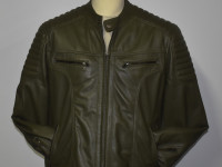 Gents zip up jacket, top quality nappa leather olive
