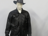 Mens 3/4 length, black nappa leather in sizes small to 4XL